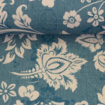Preview: Double Slub Musselin Haren Jeansoptik mit Blüten by Swafing 